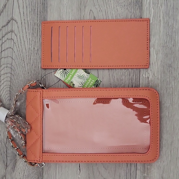 Badgley Mischka Coral Quilted Crossbody Phone Card Holder Pearl Accented NEW‎ - Picture 6 of 12